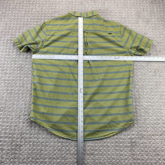 Hurley Shirt Men Medium Large L Green Blue Striped Button Down Short Sleeve Surf - Picture 9 of 12